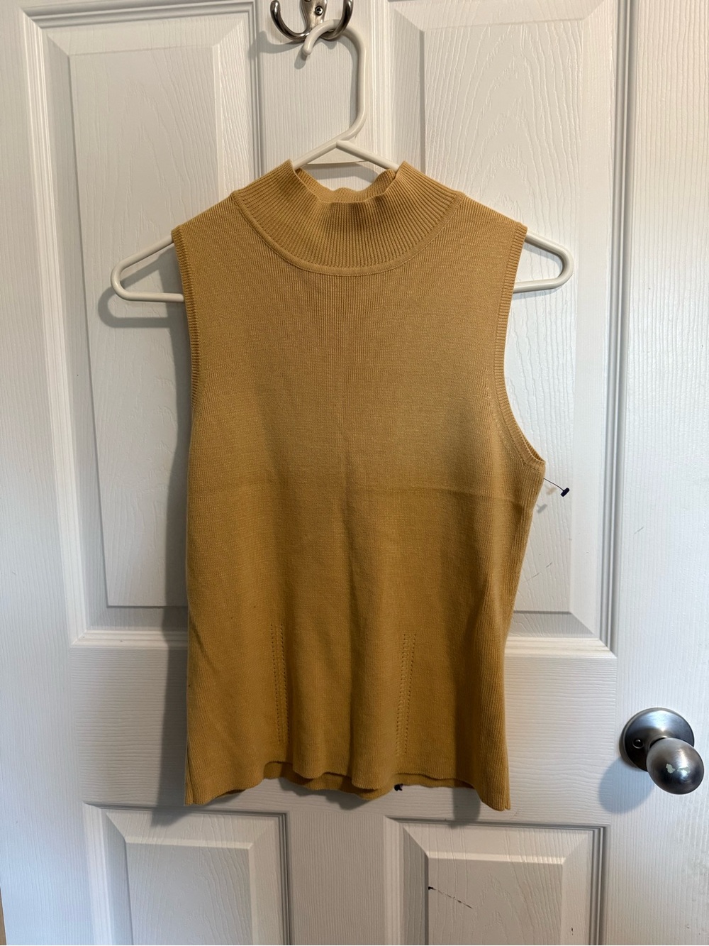 Dressbarn Sleeveless Mock Neck Knit Top - Tan